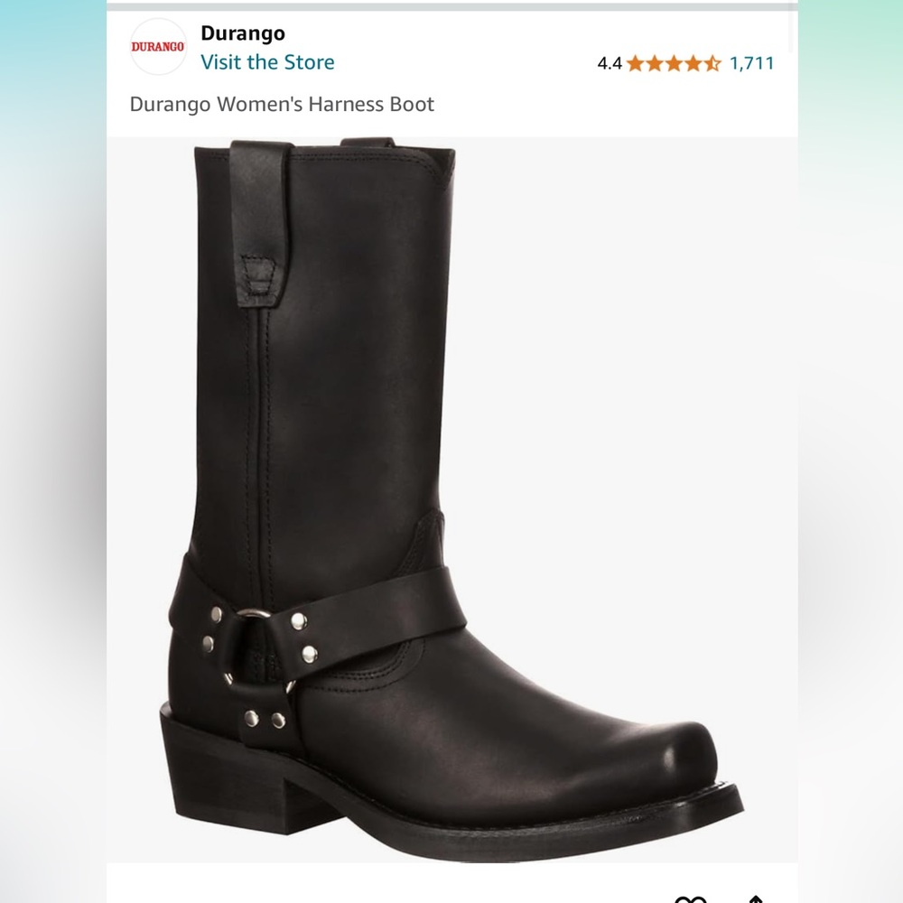 Durango smooth black leather Moto western harness boot